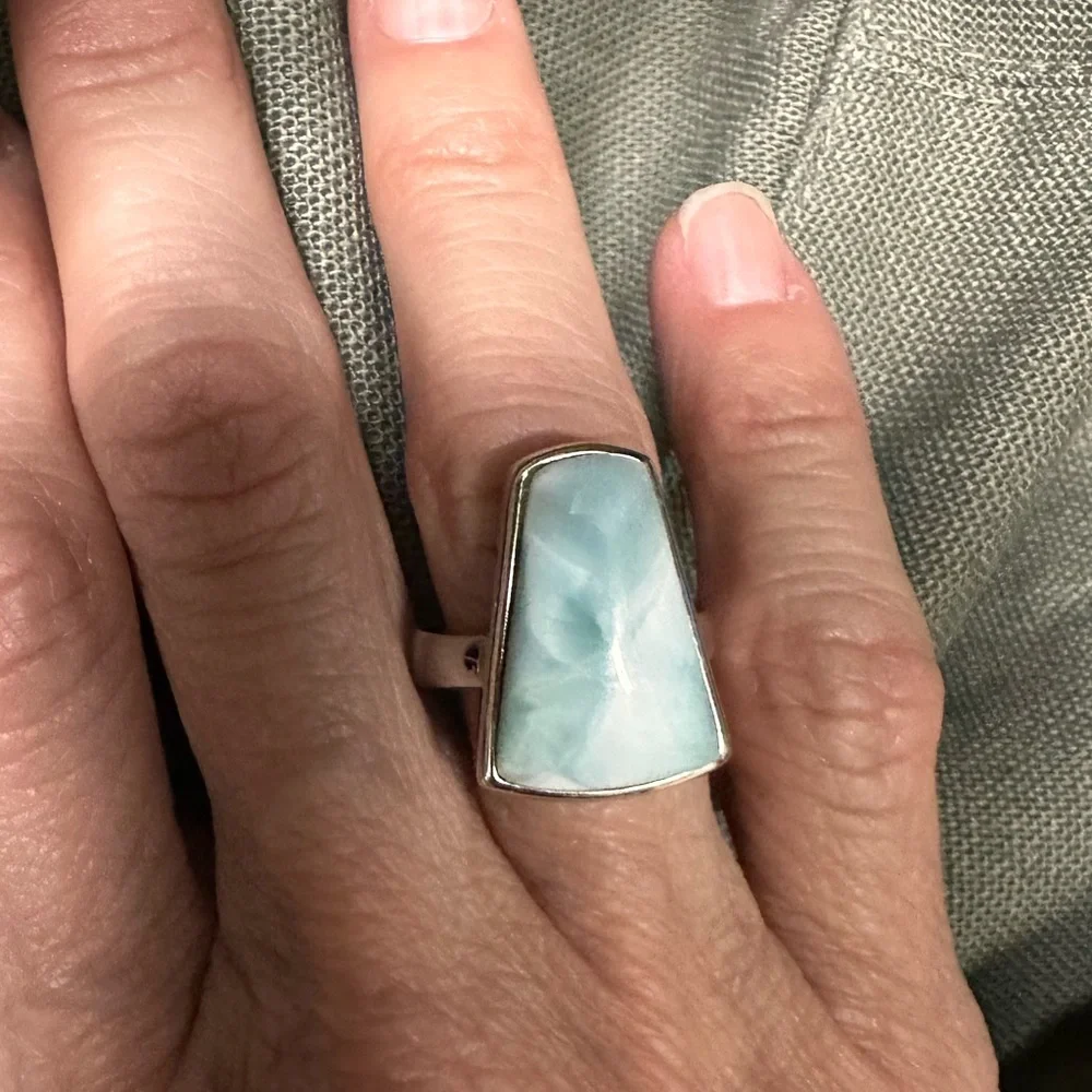Dune Jewelry Larimar Ring sz6 Sterling Silver - Picture 2 of 8